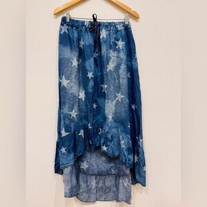 Navy Blue Star Print Women's Skirt